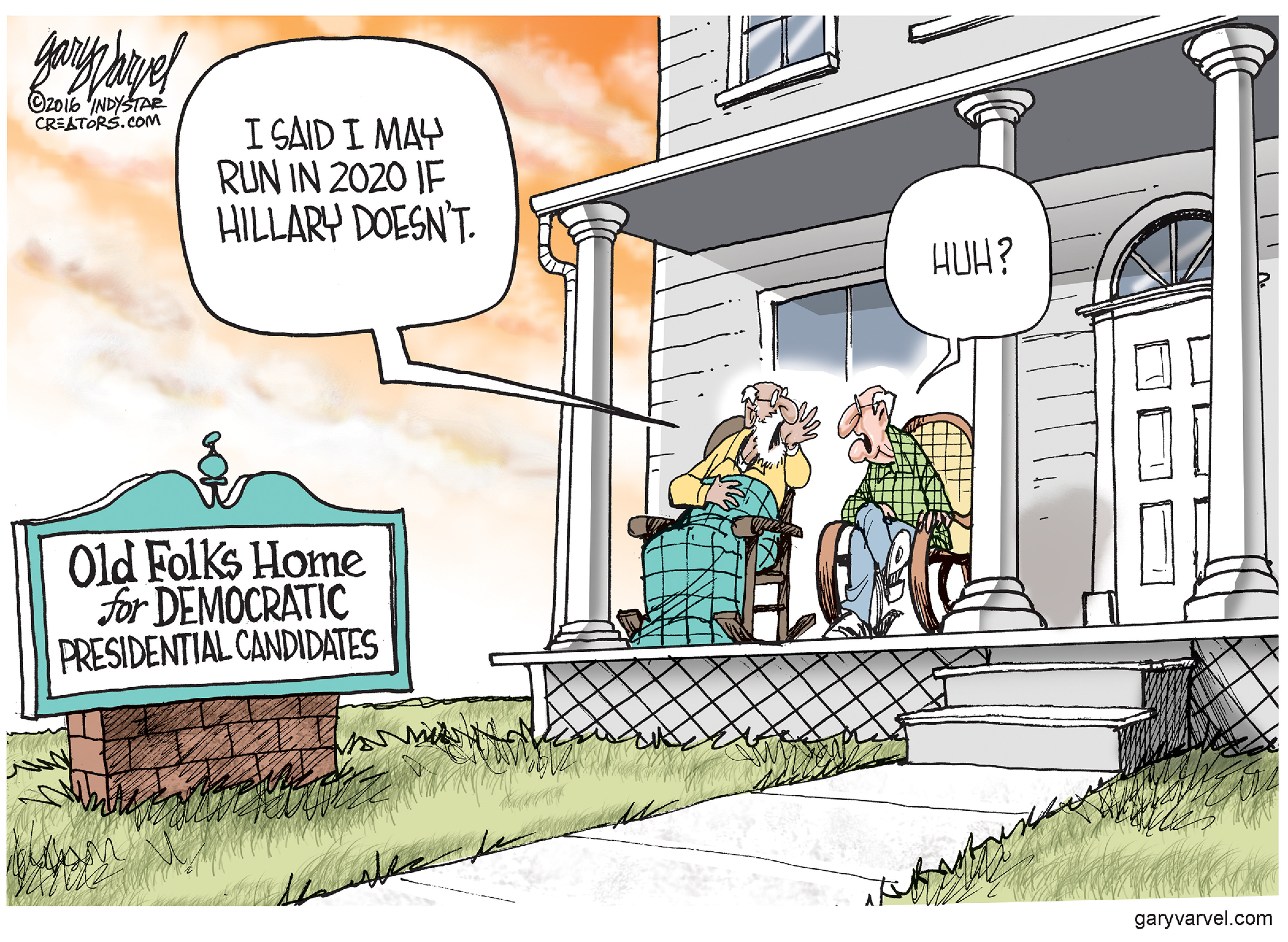 Political cartoon U.S. Democrats presidential candidates old 2020