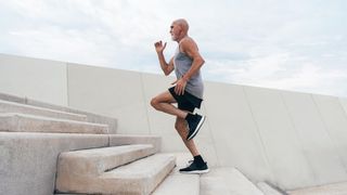 a man doing step ups