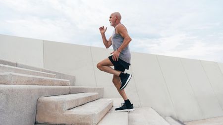 a man doing step ups