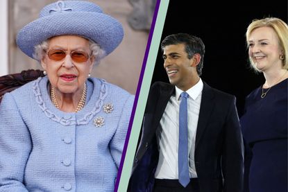 The Queen break protocol - The Queen side by side with Rishi Sunak and Liz Truss