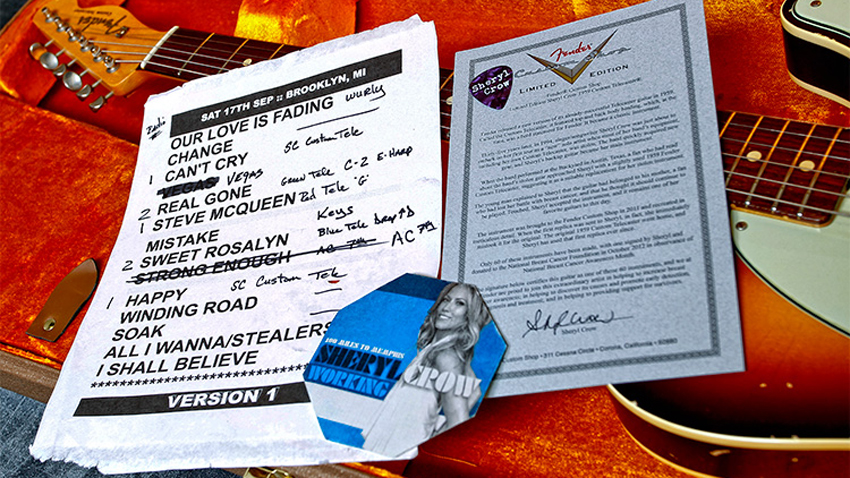 Included with the guitar is a set of Sheryl Crow goodies