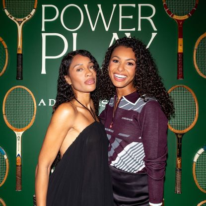 Ayan Broomfield and Malika Andrews in front of the Marie Claire Power Play logo.
