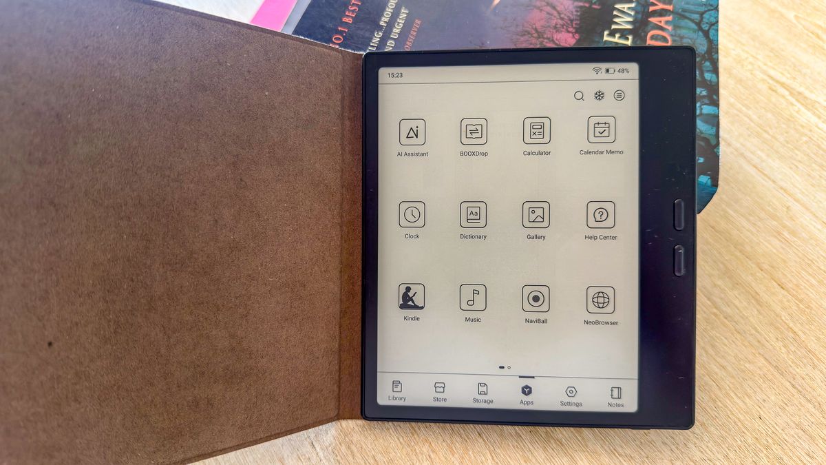 The apps page on the Boox Go 7 ereader