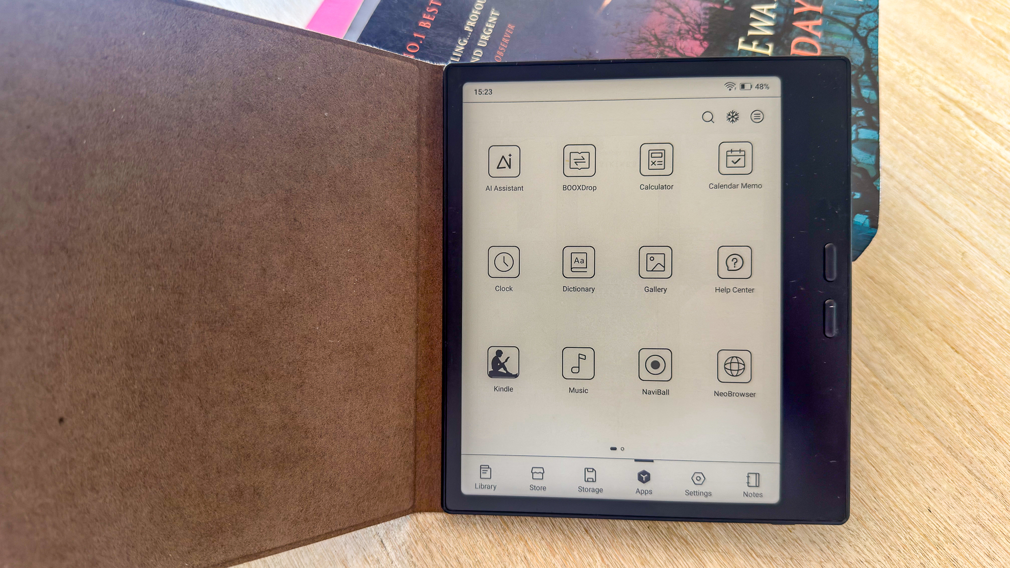 The apps page on the Boox Go 7 ereader