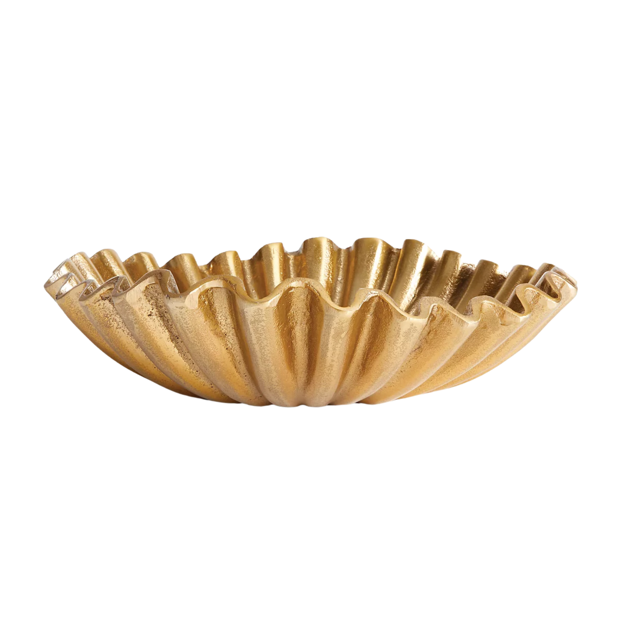 decorative gold bowl with ruffled edges
