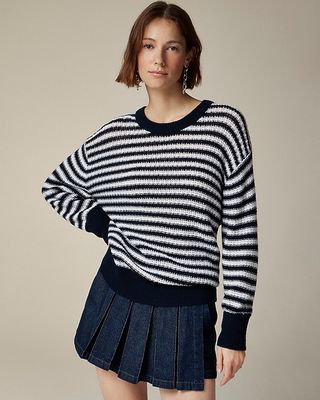 Cashmere Relaxed Crewneck Sweater in Stripe