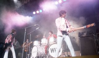 (from left) The Who's Roger Daltrey, John Entwistle, Pete Townshend and Keith Moon perform on stage at the Monterey Pop Festival on June 18, 1967 in Monterey, California