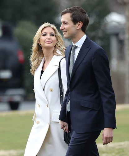 Ivanka Trump and husband Jared Kushner leave the White House.