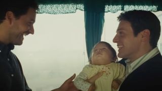 Andrew (Ben Aldridge) and Eric (Jonathan Groff), who is holding baby Wen