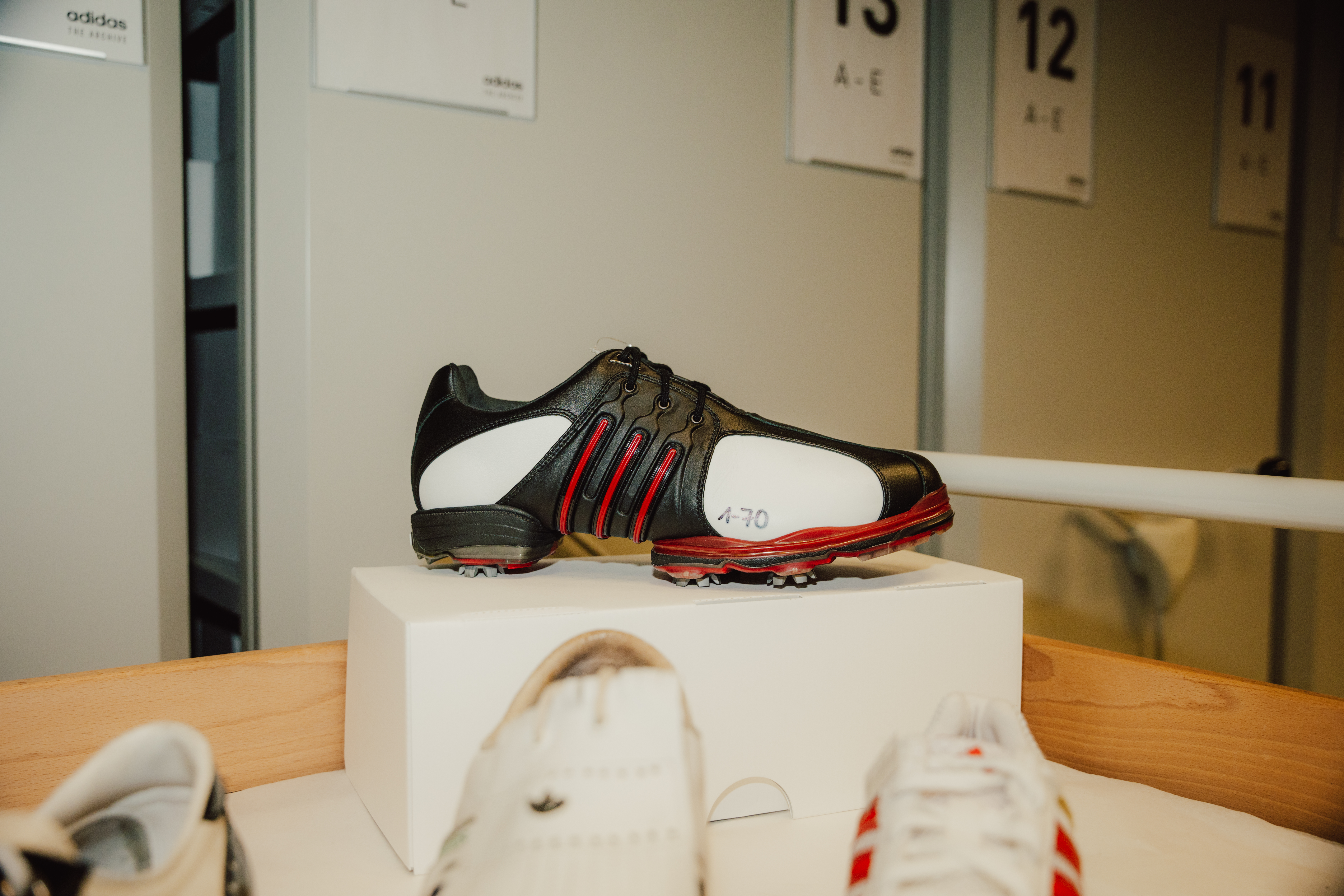 The original adidas Tour360 golf shoe as pictured in the adidas archives at its headquarters in Germany.
