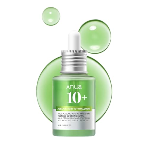 Anua Azelaic Acid 10 Hyaluron Redness Soothing Serum, Facial Serum for Sensitive Skin, Hyaluronic Acid, Niacinamide, Spot Care, Natural Color, Vegan, Korean Skincare (30ml/ 1.01 Fl Oz.)