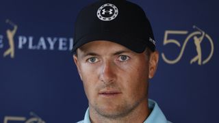 Jordan Spieth talks to the press after missing the cut at The Players Championship