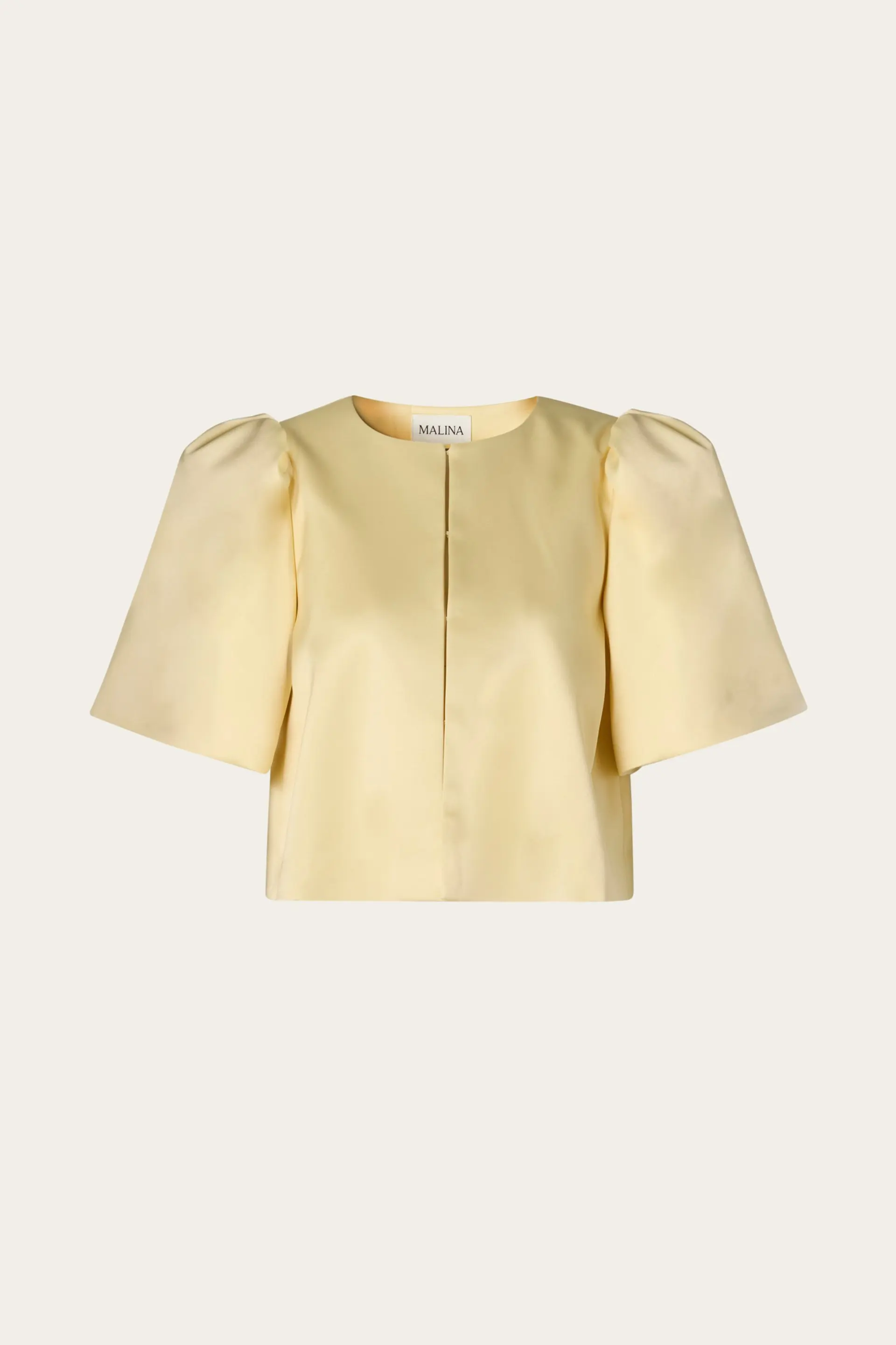 Malina Serena Pouf-Sleeve Satin Blouse