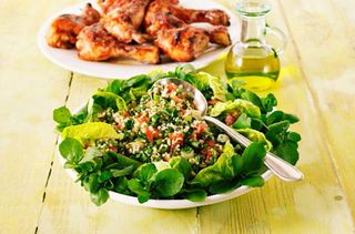 BBQ chicken drumsticks with tabbouleh