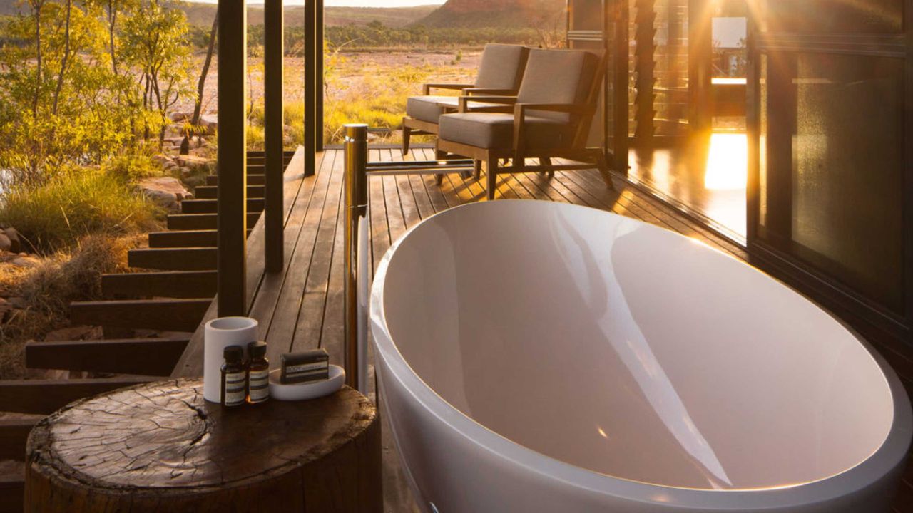 an outdoor bath on a terrace