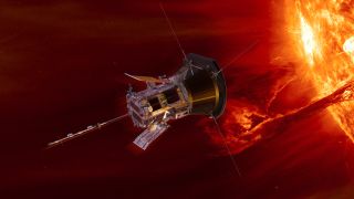 An artist's depiction of the Parker Solar Probe at work around the sun.