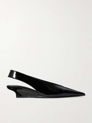 Patent-Leather Wedge Slingback Pumps