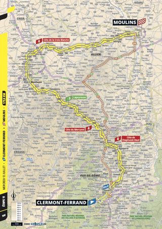 The map of stage 11 of the 2023 Tour de France