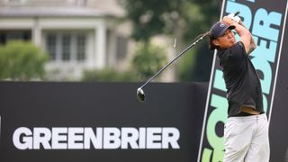 Anthony Kim takes a tee shot during LIV Golf Greenbrier