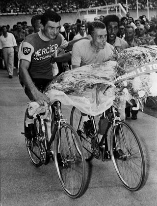 Poulidor and Jacques Anquetil at the 1964 Tour de France