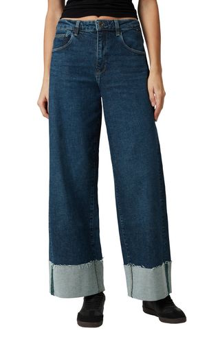 Cathy Cuffed Mid Rise Wide Leg Jeans