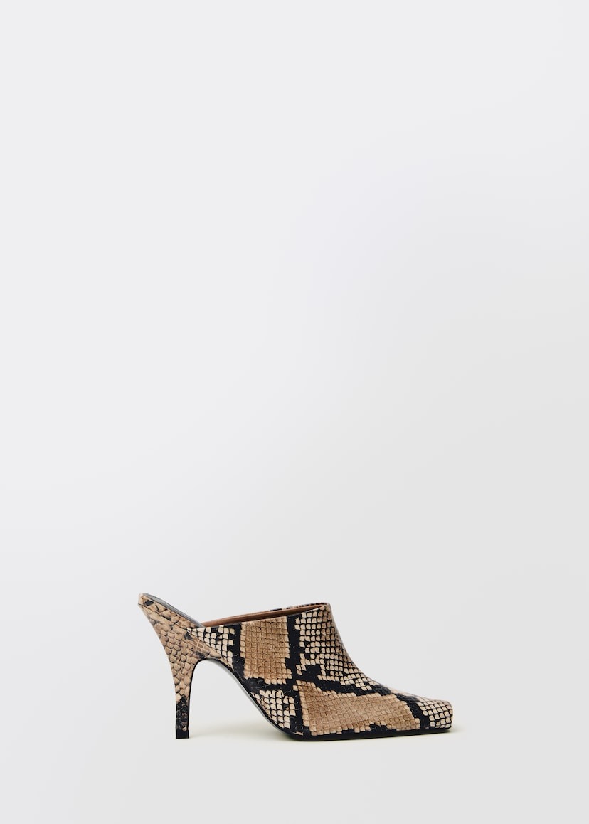 MANGO, Animal-Print Open-Back Leather Heeled Shoes - Women | Mango Usa