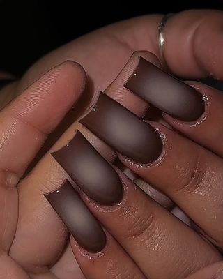 Inside-out brown ombre nails