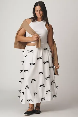 Maeve 3d Bows Midi Skirt