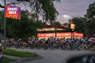 The pro women rolling out from the Emporia start line two minutes after the pro men's race in 2023 