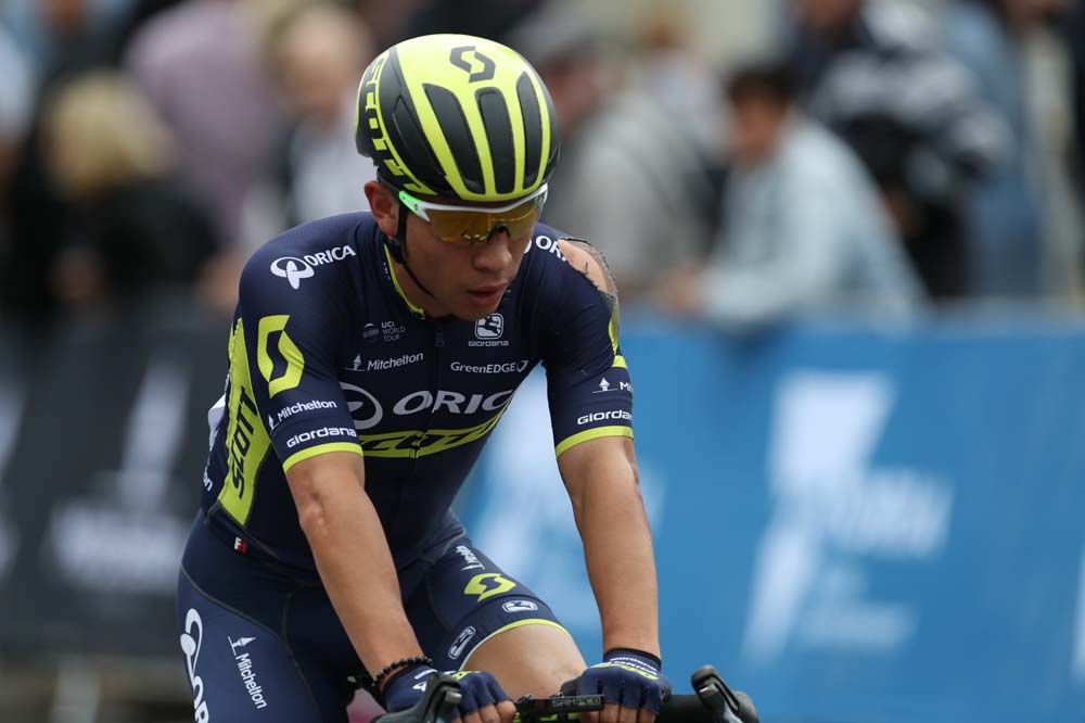 Caleb Ewan (Orica-Scott) lost some skin in the crash