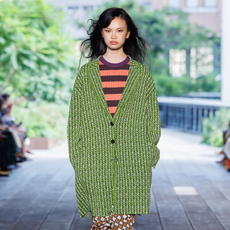A model on the DVF Spring 2027 runway at New York Fashion Week.