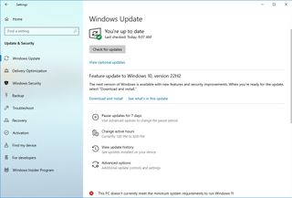 Windows 10 version 22H2 unsupported hardware