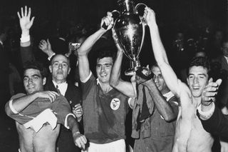 Benfica players celebrate their European Cup triumph in 1961.