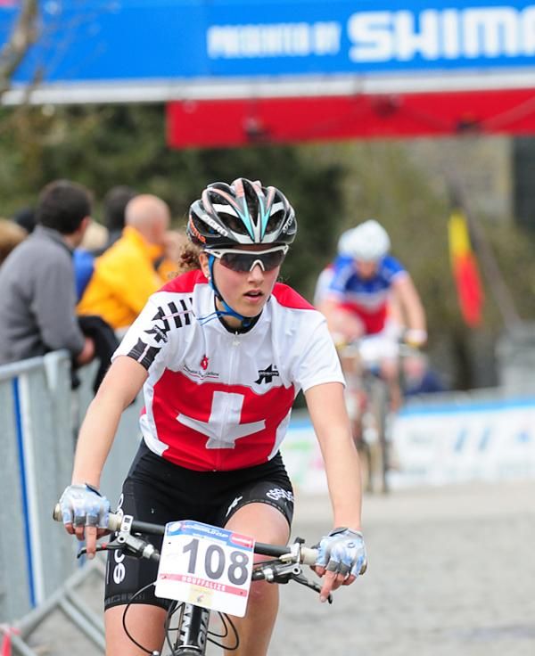 Jolanda Neff (Swiss) rides to a ninth place finish