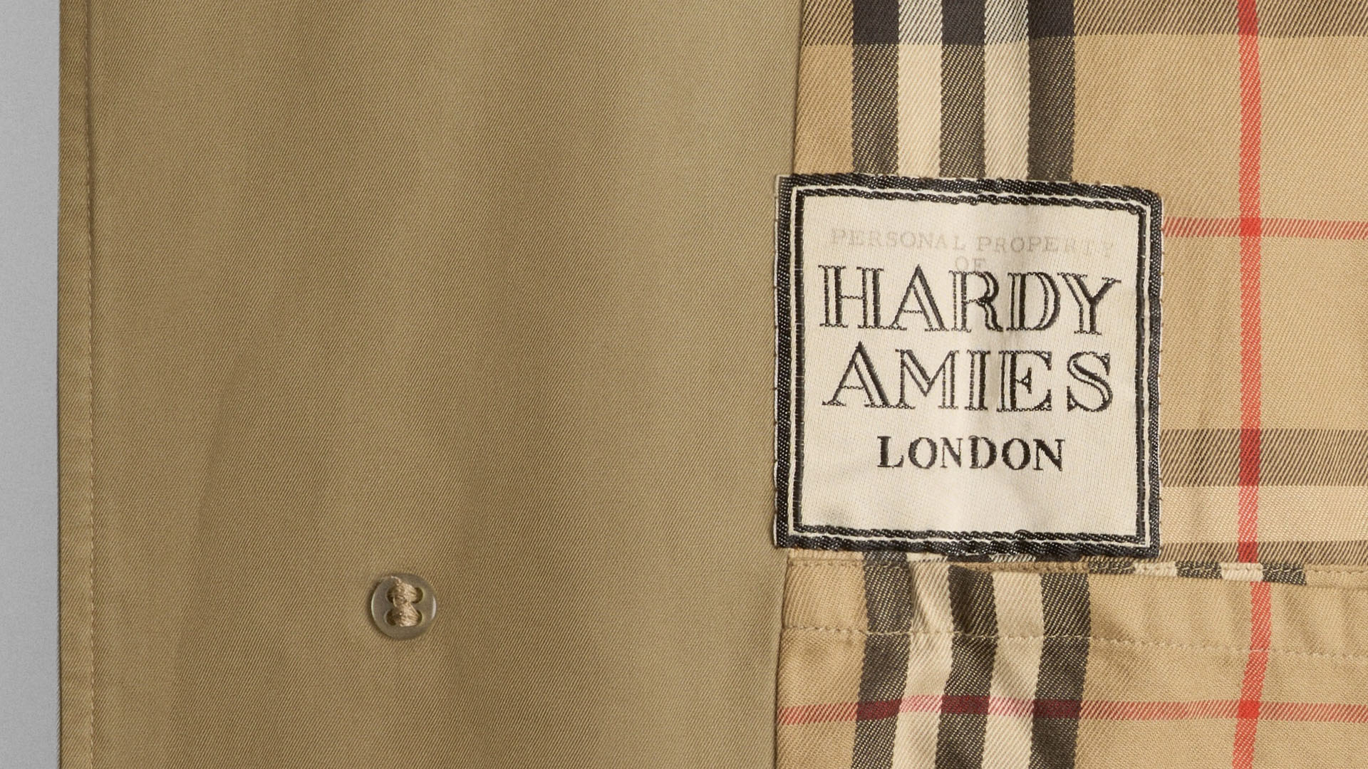 A photo of the lining of a jacket. 