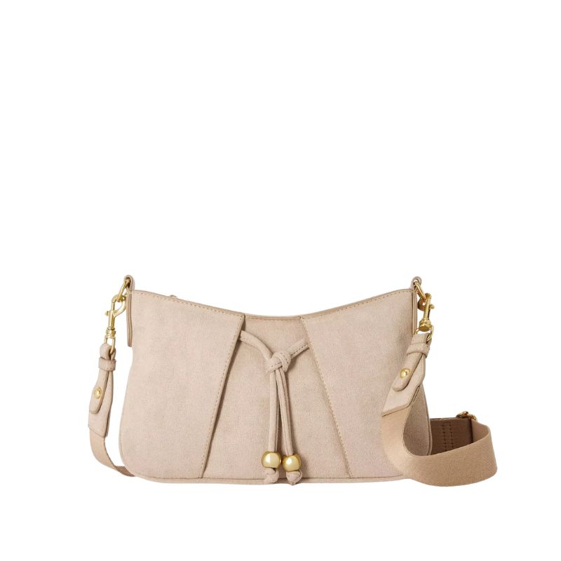 A pale beige crossbody bag. byJohn Lewis