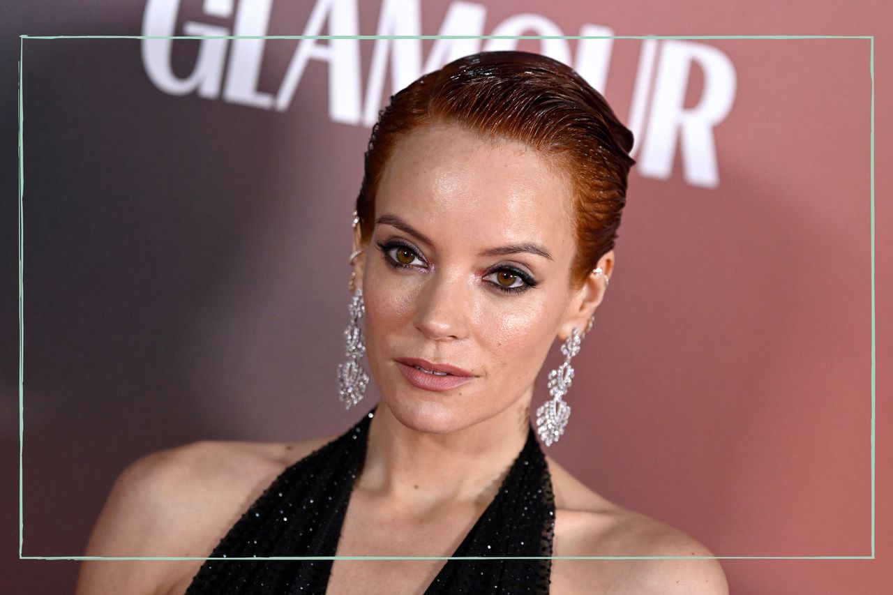 A close up of Lily Allen at a red carpet event