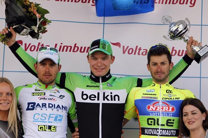 The Volta Limburg podium: Sonny Cobrelli, Moreno Hofland and Mauro Finetto