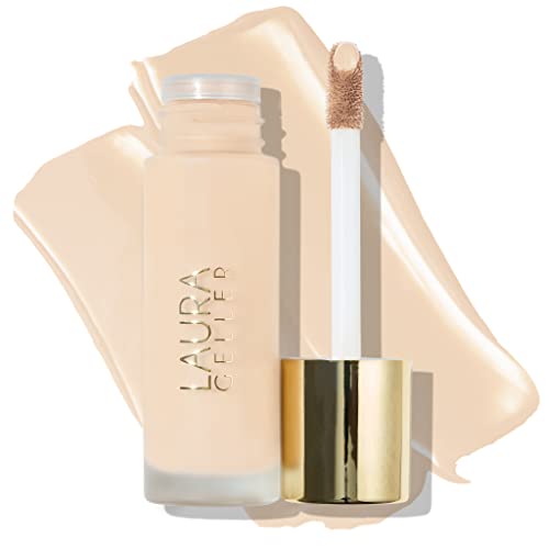 Laura Geller New York Double Take Liquid Foundation | Medium to Full Coverage, Natural Matte Finish, Porcelain
