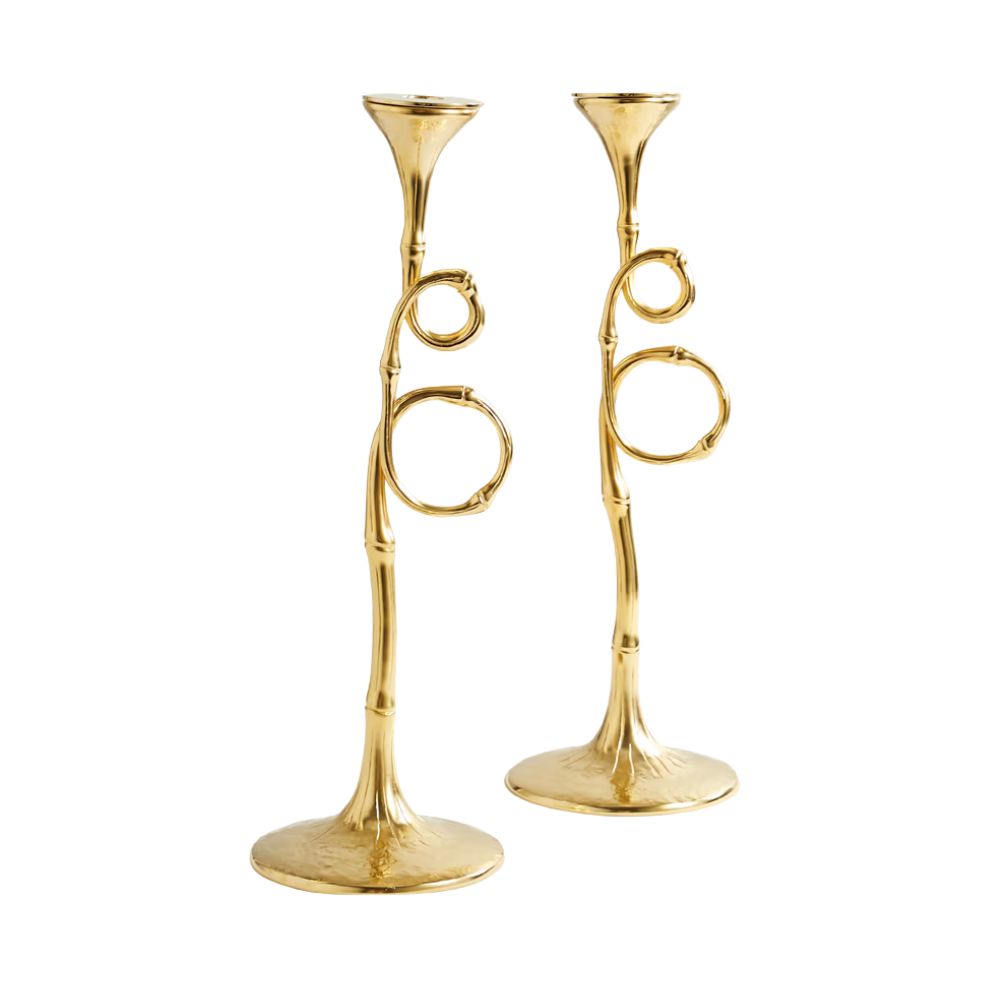 L'OBJET Evoca Gold-Plated Candlesticks