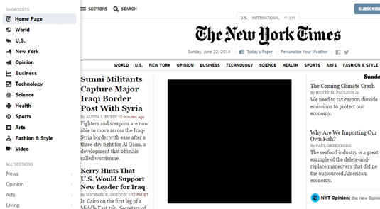 The New York Times sidebar acts like a contents page