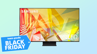 Image of the Samsung 4K QLED Q90T 65-inch TV with a Black Friday tag