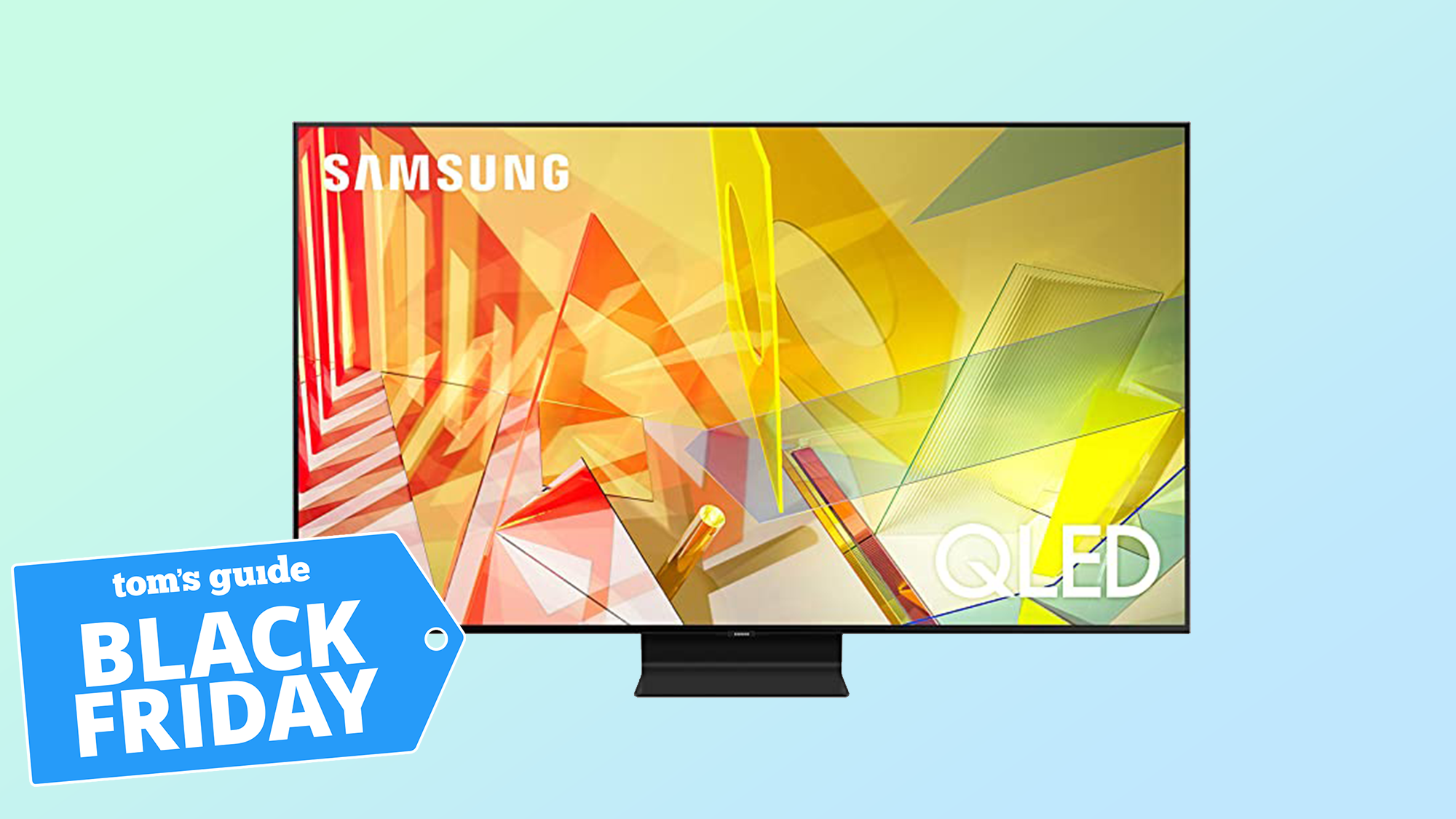 Image of Samsung 65-inch 4K QLED Q90T TV with Black Friday tag