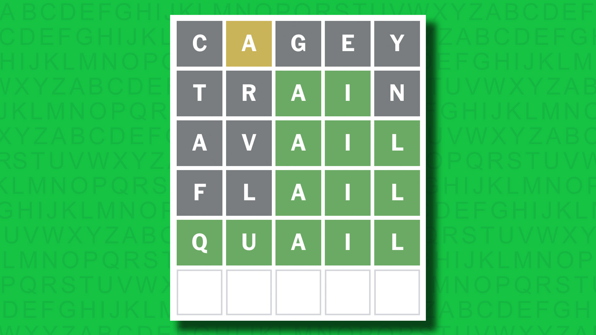 NYT Wordle answer for game 1457 on a green background