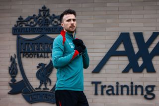 KIRKBY, ENGLAND - JANUARY 13: (THE SUN OUT, THE SUN ON SUNDAY OUT) Diogo Jota of Liverpool during a training session at AXA Training Centre on January 13, 2025 in Kirkby, England. (Photo by Nikki Dyer - LFC/Liverpool FC via Getty Images)