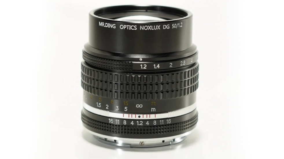 Mr Ding Noxlux DG 50mm f/1.2 on a white background