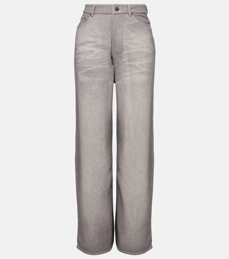 Mid-Rise Cotton Fleece Wide-Leg Pants