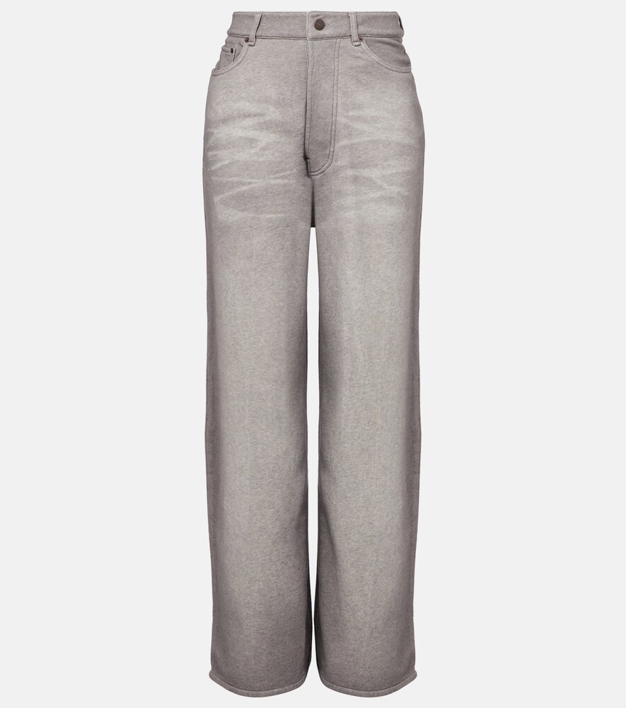 Mid-Rise Cotton Fleece Wide-Leg Pants