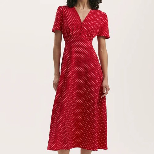Finery London Nieve Red Polka Dot Dress