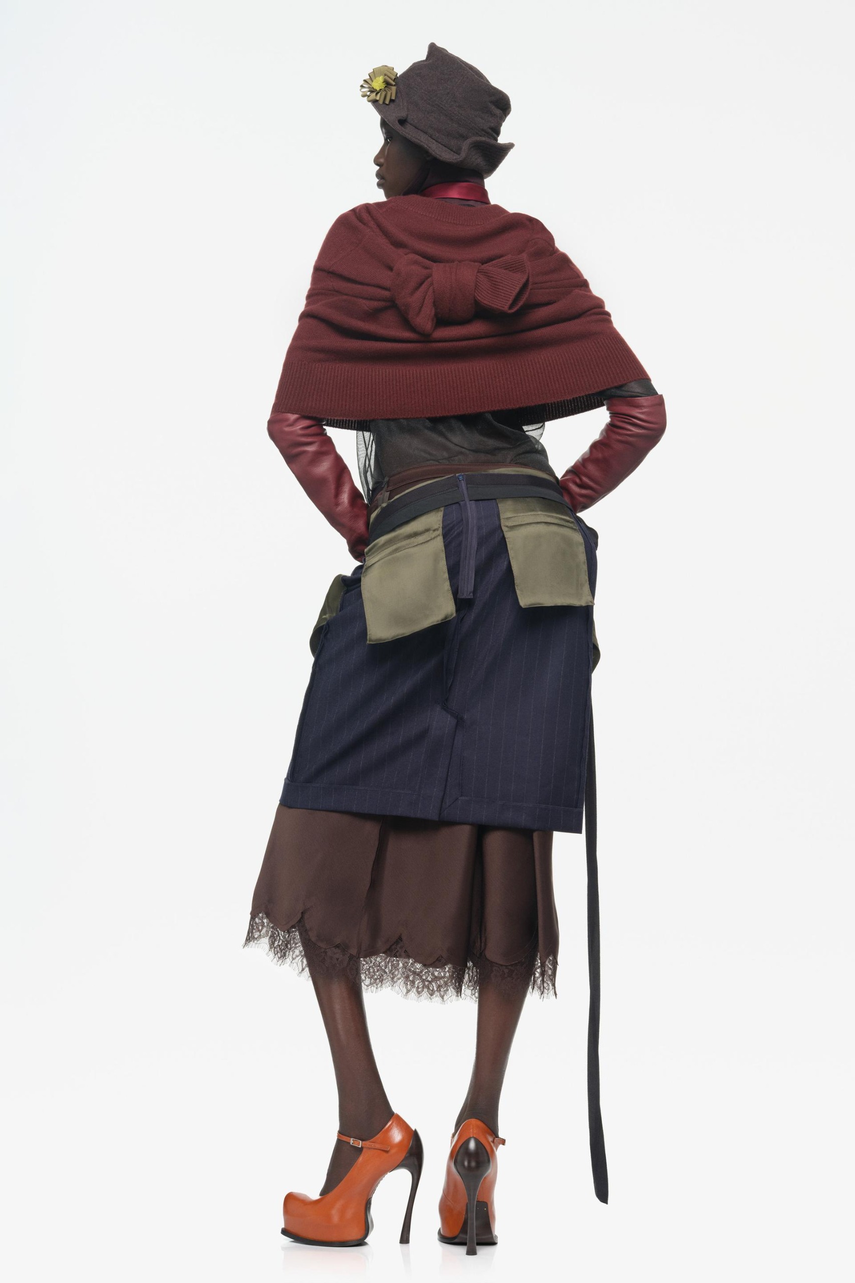 Limited Edition Mixed Fabric Pareo Skirt - Dark Navy - Xs